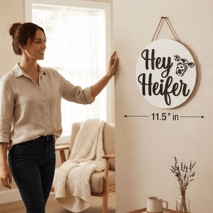 Hey Heifer Cow Door Hanger - Nifty Decor & More