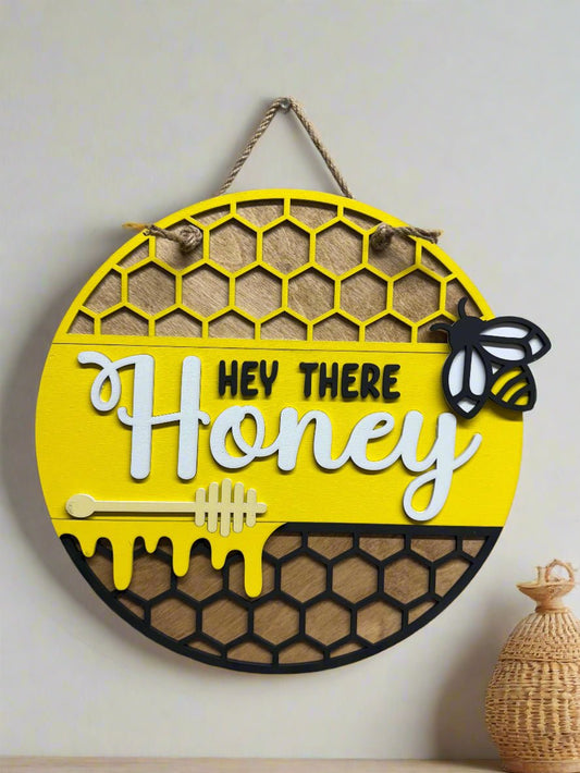 Hey There Honey Bee Wall Decor | Springtime Bumble Bee Home Accent | Cute Bee Wall Art - Nifty Decor & More