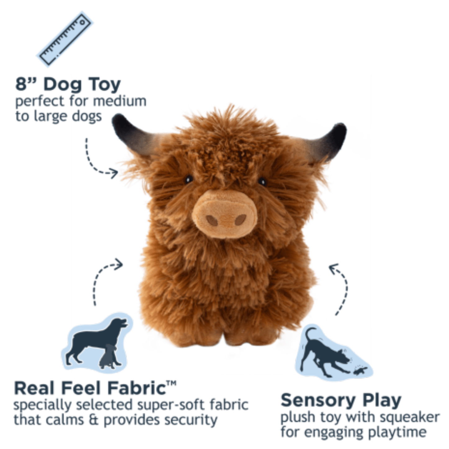 Highland Cow with Squeaker Dog Toy - Nifty Decor & More