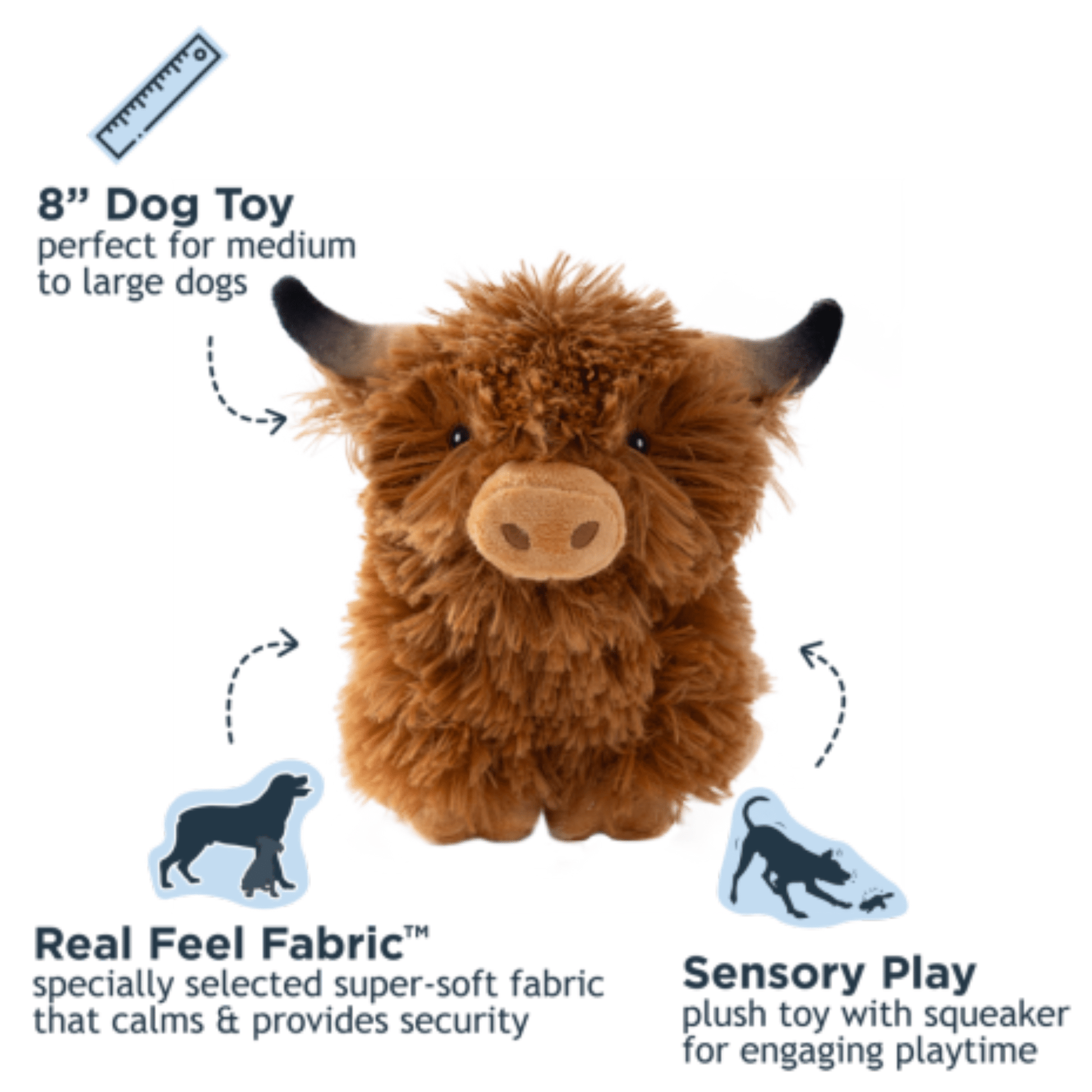 Highland Cow with Squeaker Dog Toy - Nifty Decor & More