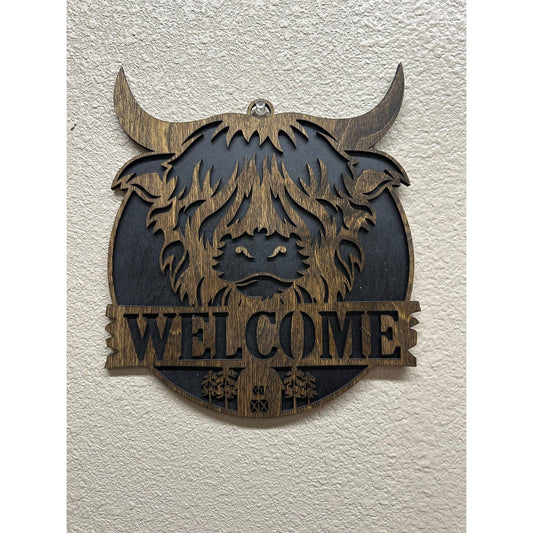 Highland Welcome - Sign Door hanger Black