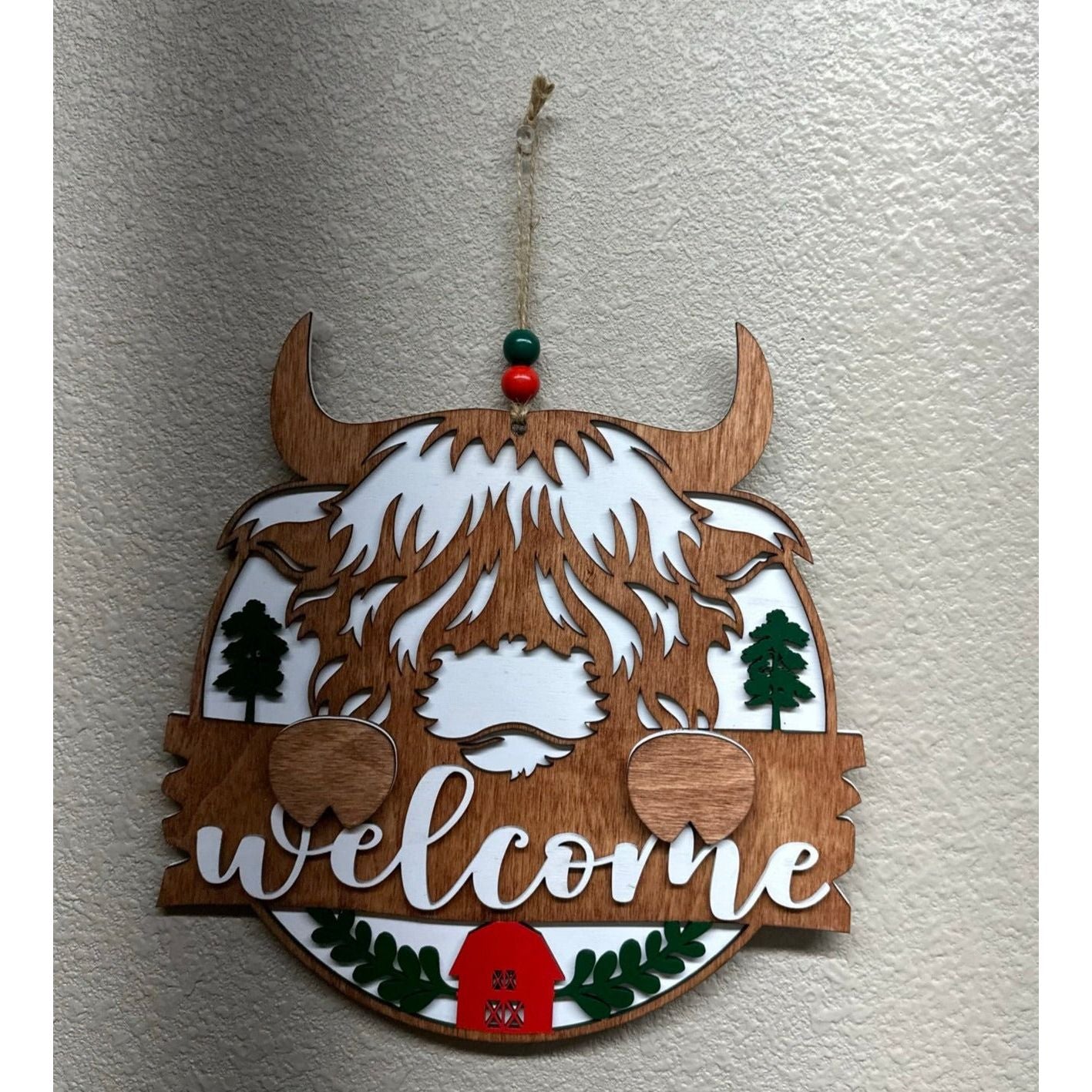 Highland Welcome - Sign Door hanger White
