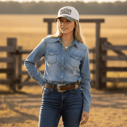 Hold Your Horsies Patterned Brim Trucker Hat - Nifty Decor & More