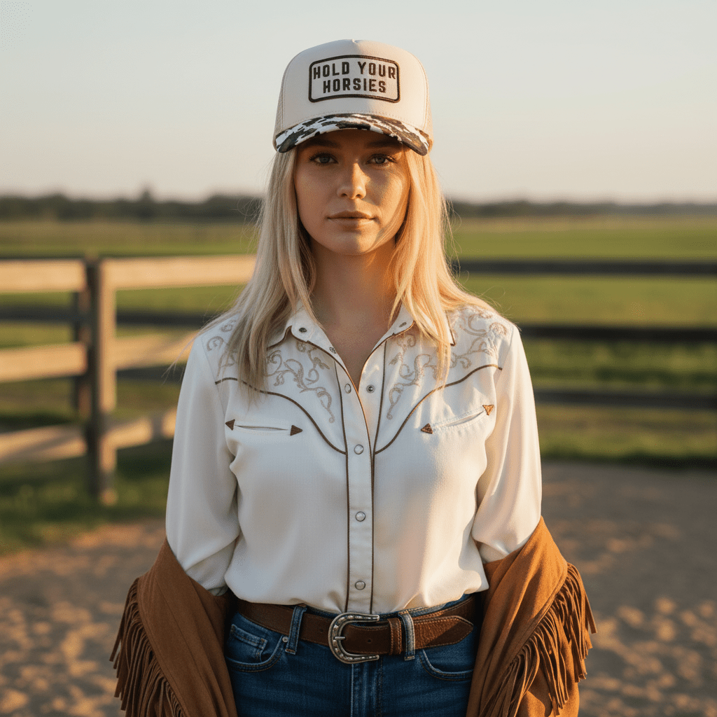 Hold Your Horsies Patterned Brim Trucker Hat - Nifty Decor & More