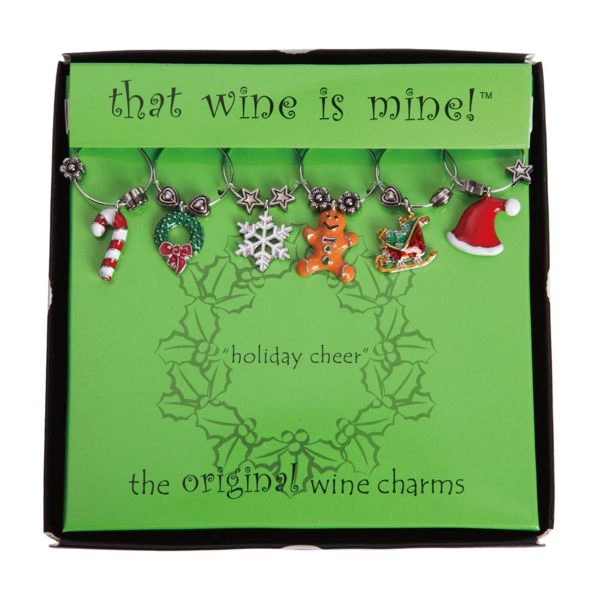 Holiday Cheer Painted Wine Charms 6-Piece - Nifty Decor & More