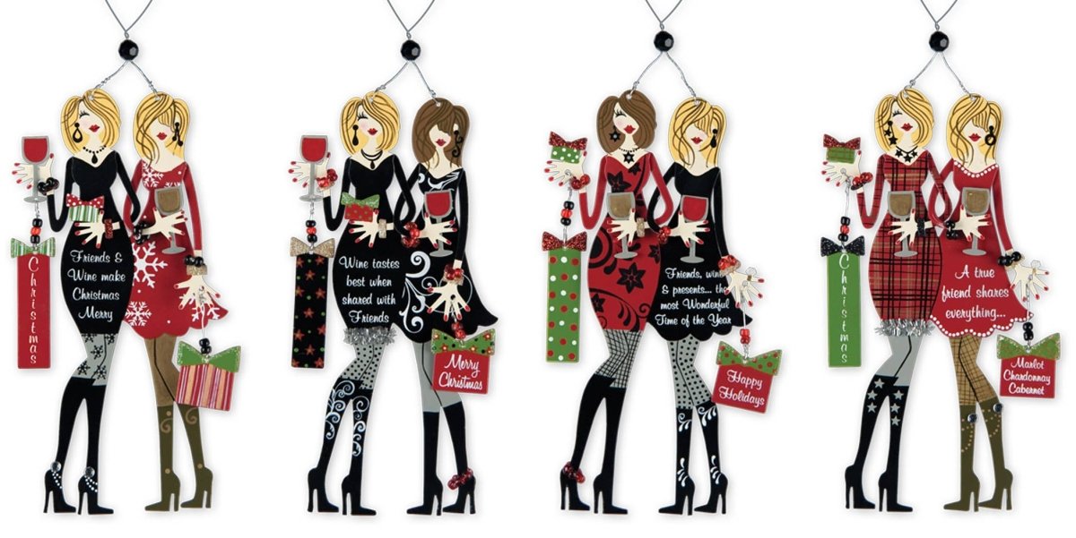 Holiday Diva Best Friends Wine Charm - Nifty Decor & More