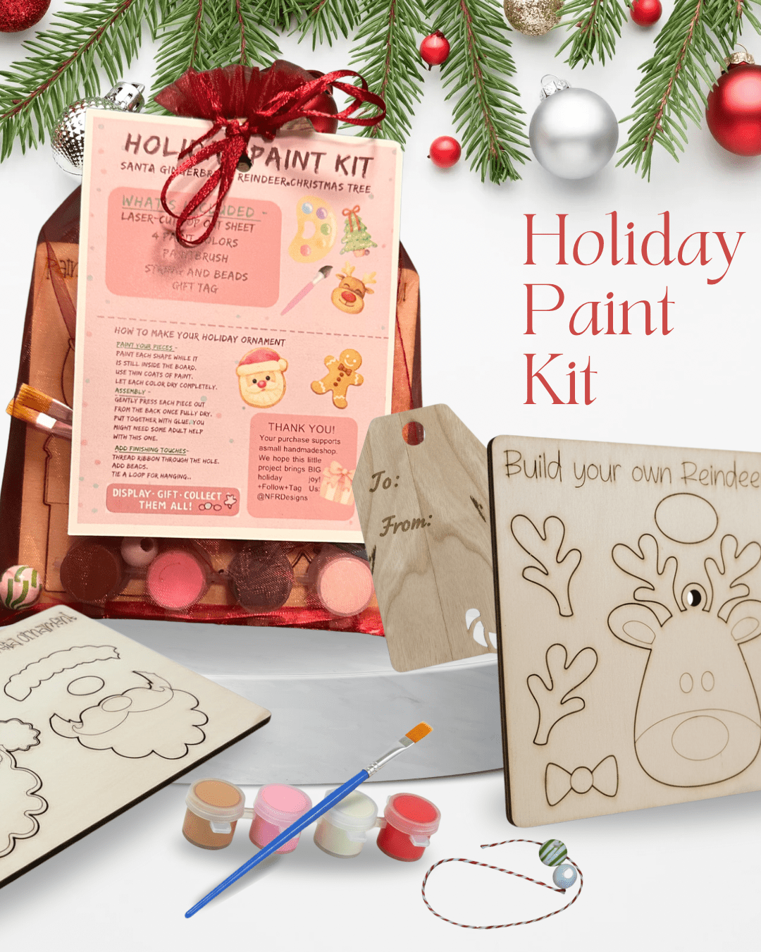 🎄 Holiday Paint Kit – DIY Christmas Ornament Craft for Kids & Adults - Nifty Decor & More