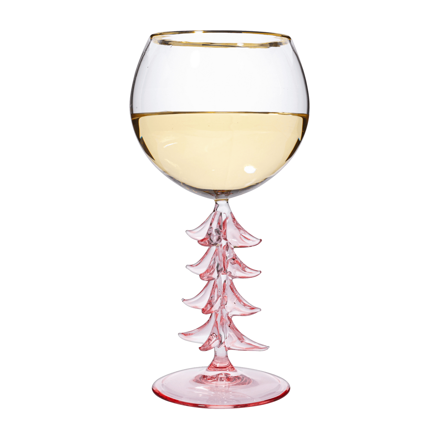 Holiday Tree Stemmed Wine Glass - Pink, 12oz - Nifty Decor & More