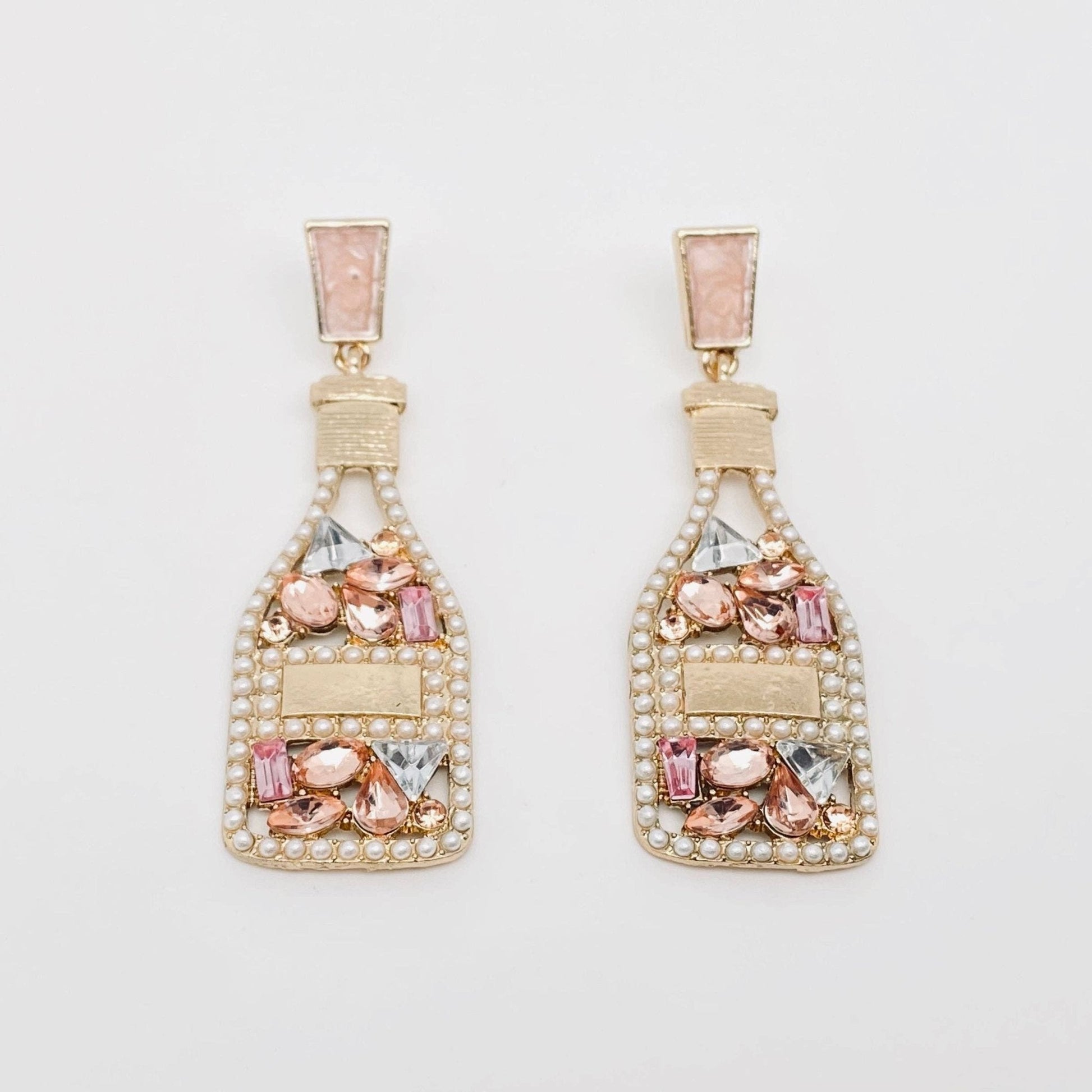 Hollow Rhinestone Wine Bottle Earrings, Sparkling Studs for Party Vibes, Perfect Gift for Wine Lovers - Nifty Decor & More