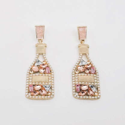 Hollow Rhinestone Wine Bottle Earrings, Sparkling Studs for Party Vibes, Perfect Gift for Wine Lovers - Nifty Decor & More