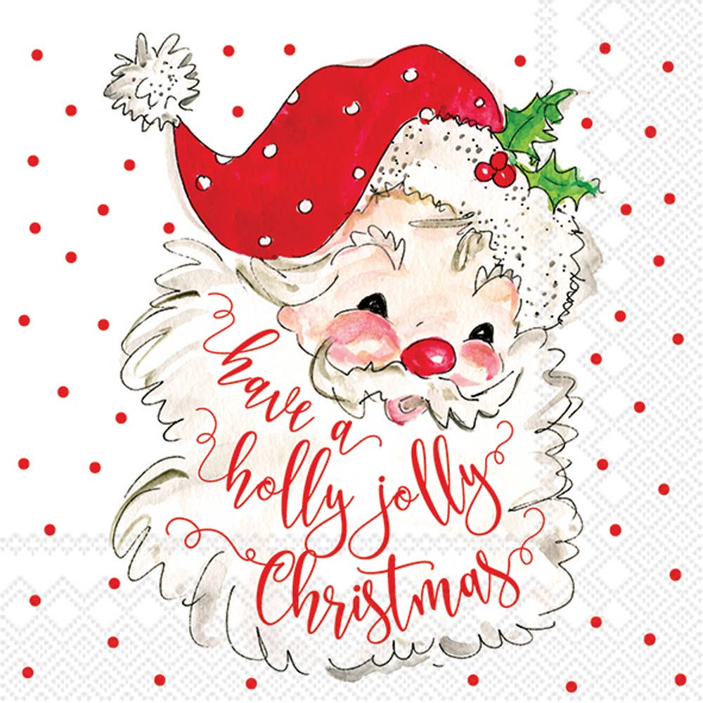 Holly Jolly Christmas Paper Cocktail Napkins Pk/20 - Nifty Decor & More