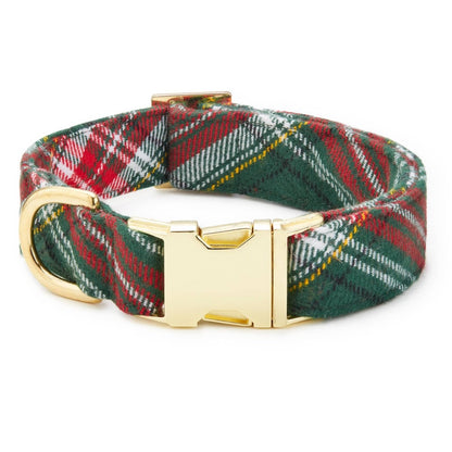 Holly Jolly Flannel Holiday Dog Collar - Nifty Decor & More