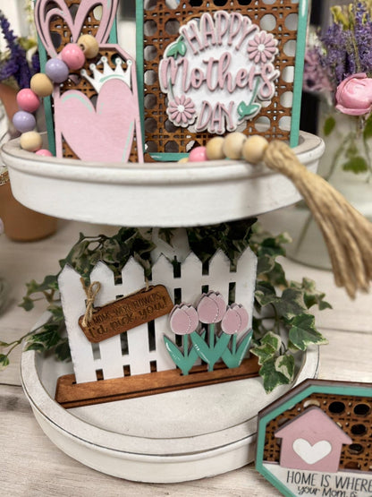 Home Is Where Your Mom Is Tiered Tray Decor, Charming Mother's Day Table Accent, Perfect Mom Gift - Nifty Decor & More