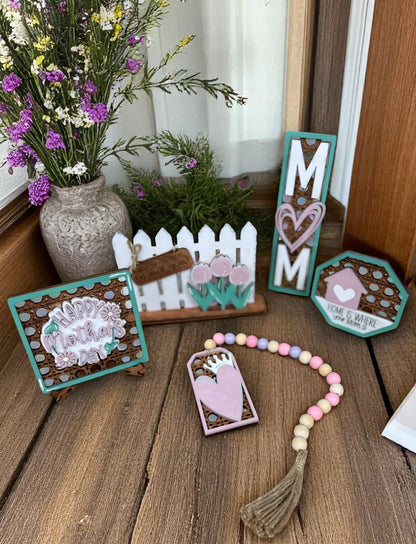 Home Is Where Your Mom Is Tiered Tray Decor, Charming Mother's Day Table Accent, Perfect Mom Gift - Nifty Decor & More