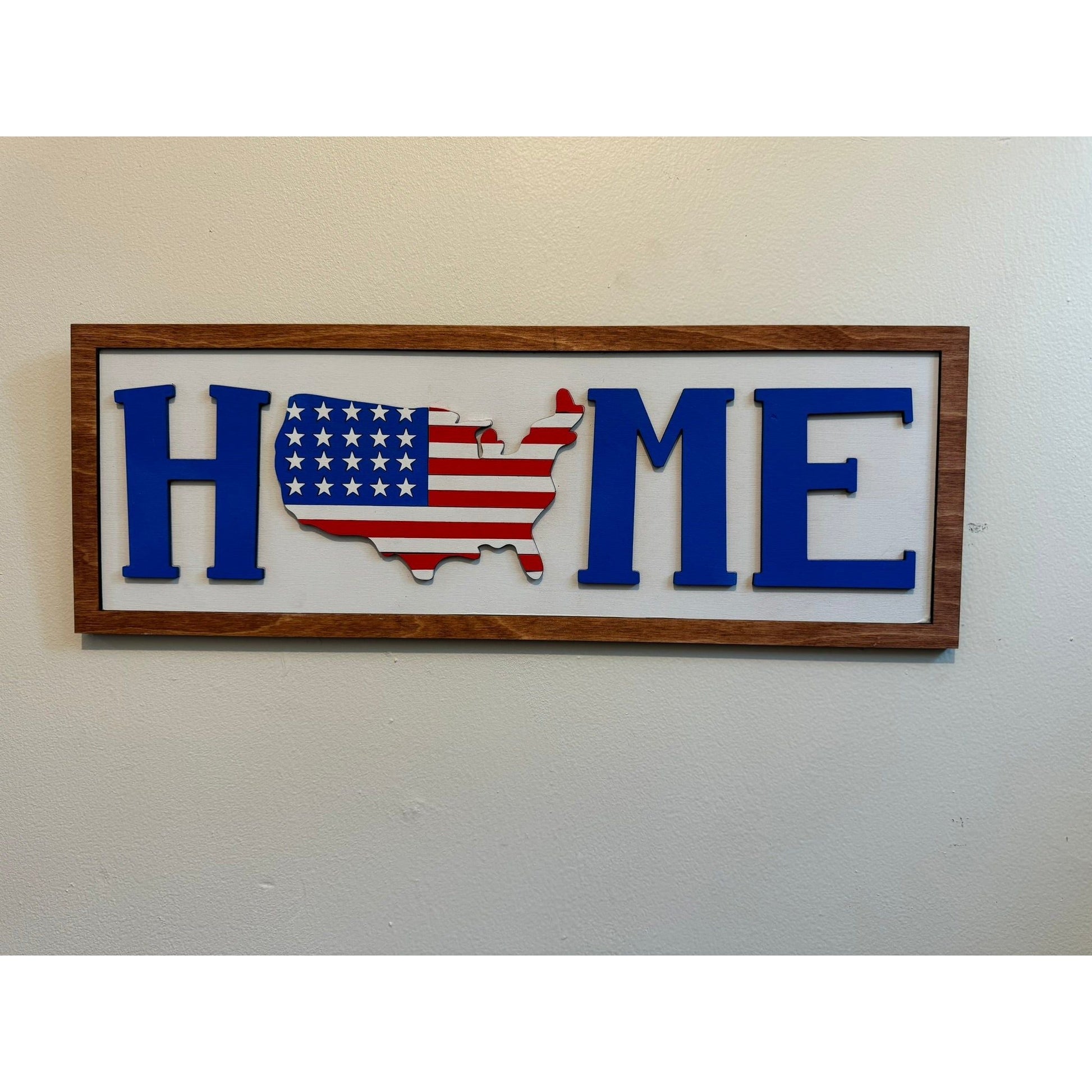 HOME Patriotic Wall Decor American Flag Letters Rustic USA Pride Sign - Nifty Decor & More