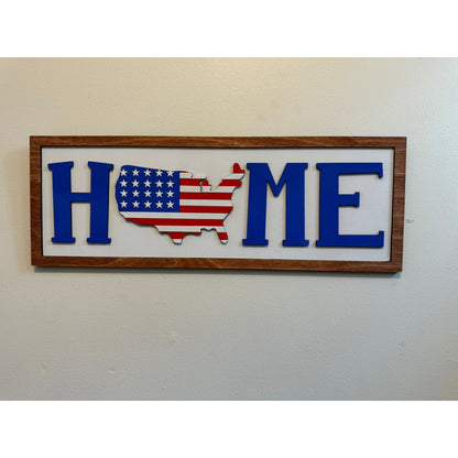 HOME Patriotic Wall Decor American Flag Letters Rustic USA Pride Sign - Nifty Decor & More