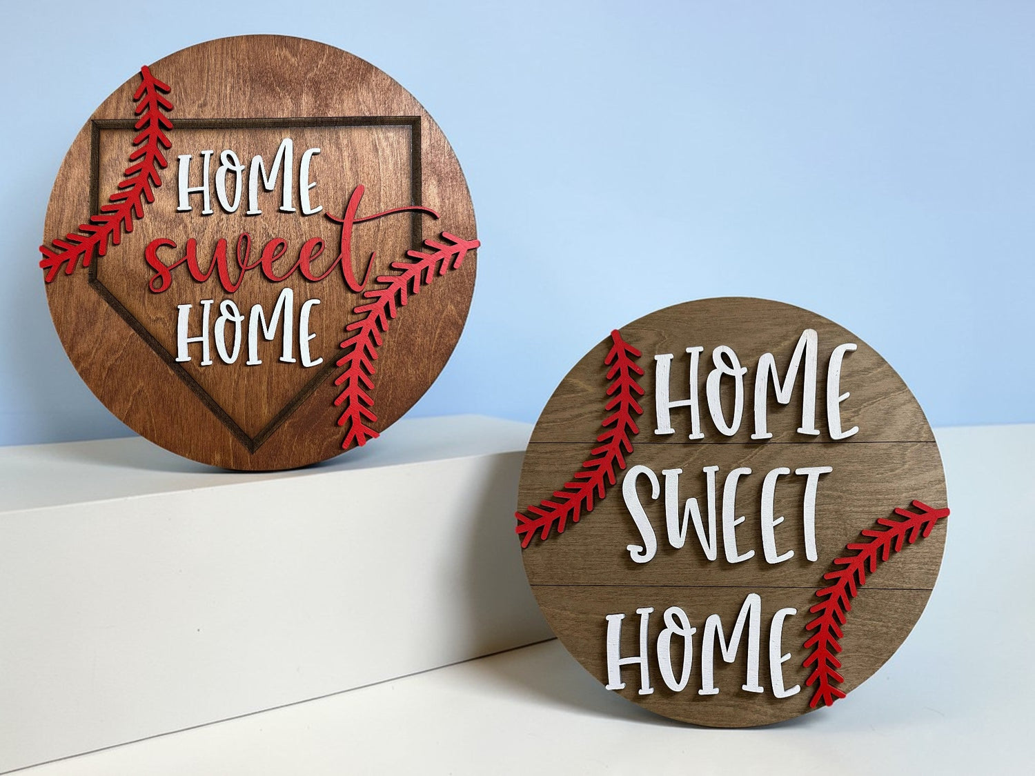 Home Sweet Home Baseball Wood Sign – 12" Round Sports Decor for Fans & Man Caves - Nifty Decor & More