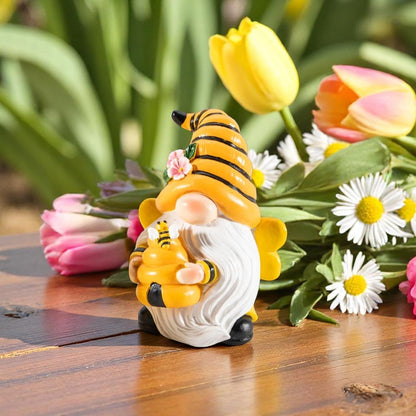 Honey Bee Gnome, Bumble Bee Honey Gnome Figurine for Home, Mother's Day - Nifty Decor & More