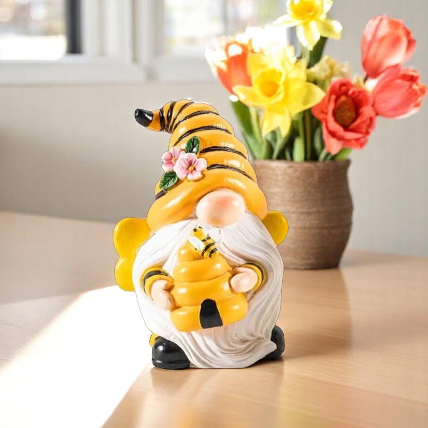 Honey Bee Gnome, Bumble Bee Honey Gnome Figurine for Home, Mother's Day - Nifty Decor & More