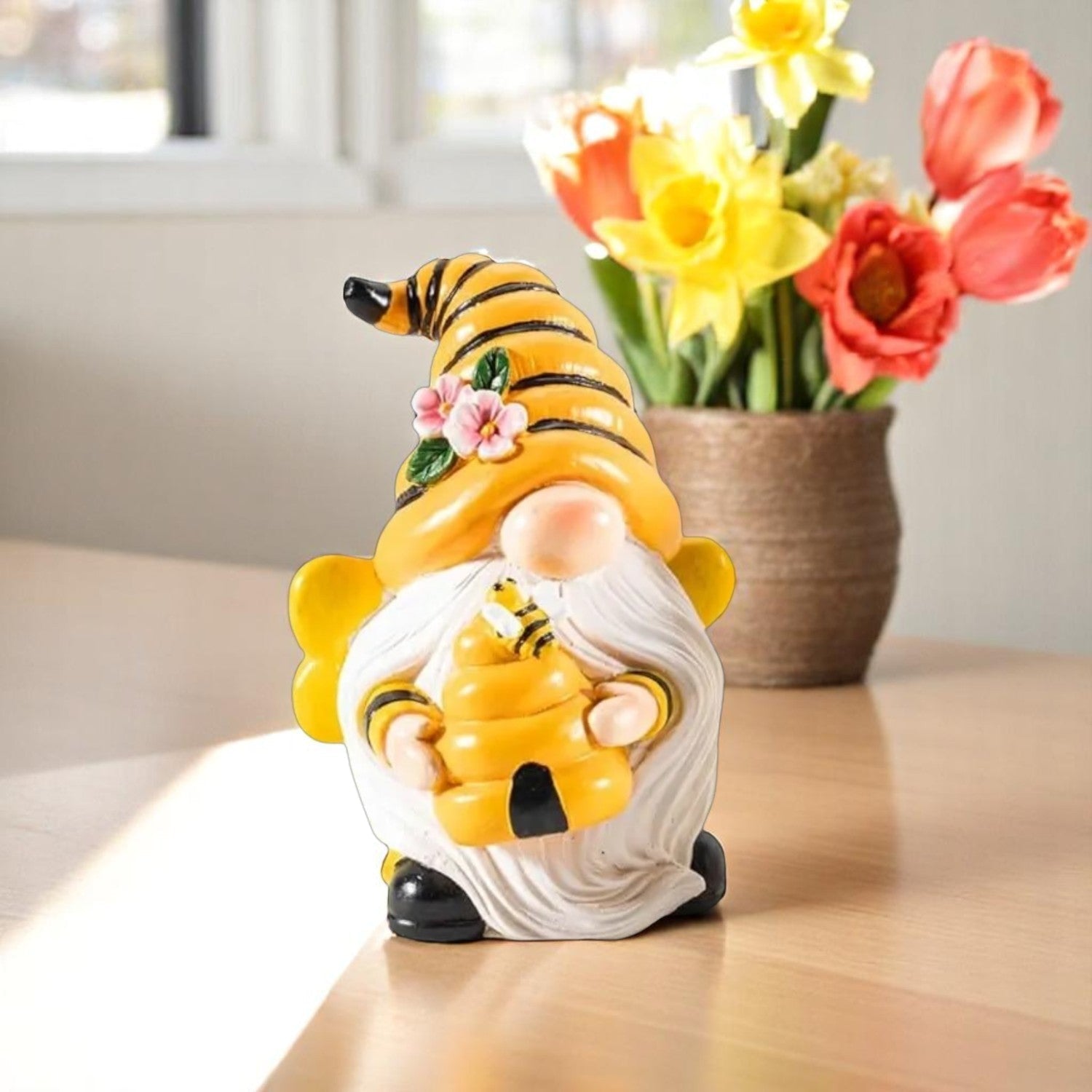 Honey Bee Gnome, Bumble Bee Honey Gnome Figurine for Home, Mother's Day - Nifty Decor & More