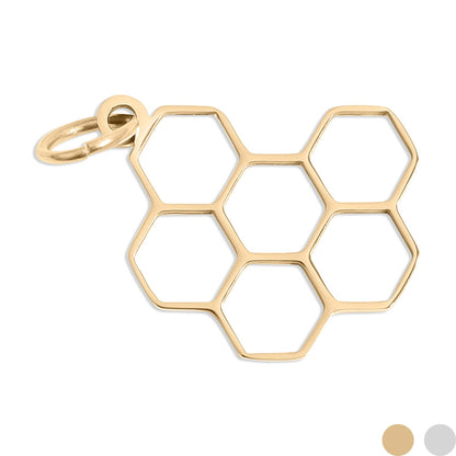 Honeycomb Charm in 18K Gold PVD Stainless Steel, Stylish Mother's Day Jewelry Gift for Her, Preppy Accessory