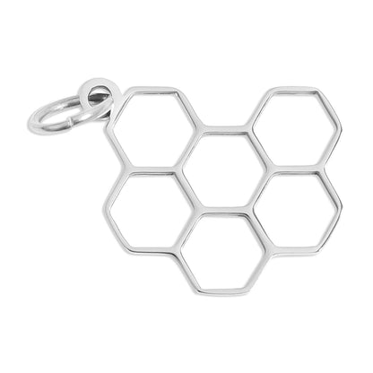 Honeycomb Charm in 18K Gold PVD Stainless Steel, Stylish Mother's Day Jewelry Gift for Her, Preppy Accessory