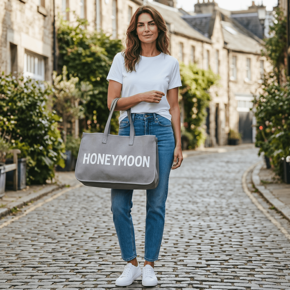 Honeymoon - Grey Canvas Tote - Nifty Decor & More