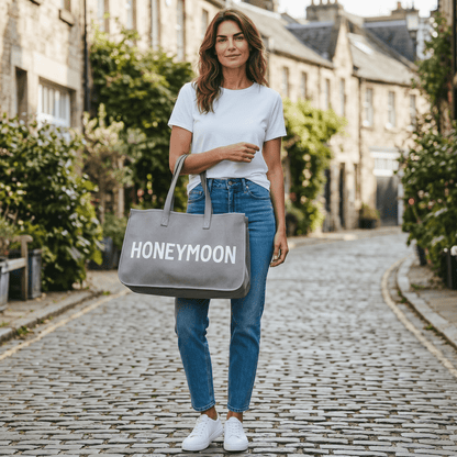 Honeymoon - Grey Canvas Tote - Nifty Decor & More