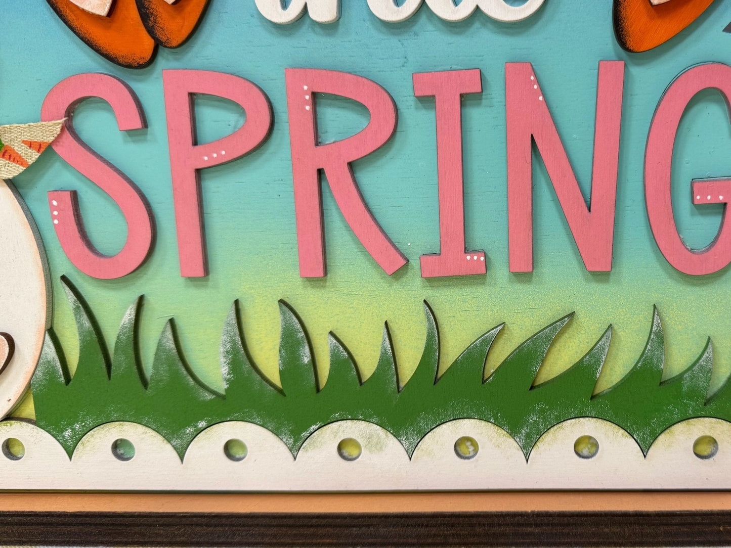 Hopping Into Spring Shelf Sitter | Spring & Easter Decor | Cute Seasonal Decoration for Home | Rustic Charm for Your Space - Nifty Decor & More