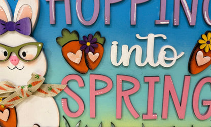 Hopping Into Spring Shelf Sitter | Spring & Easter Decor | Cute Seasonal Decoration for Home | Rustic Charm for Your Space - Nifty Decor & More