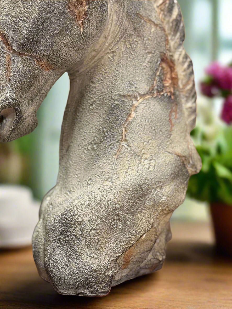 Horse Head Figurine for Rustic Farmhouse Decor, Resin Sculpture, Animal Lover Gift, Country Home Accent - Nifty Decor & More