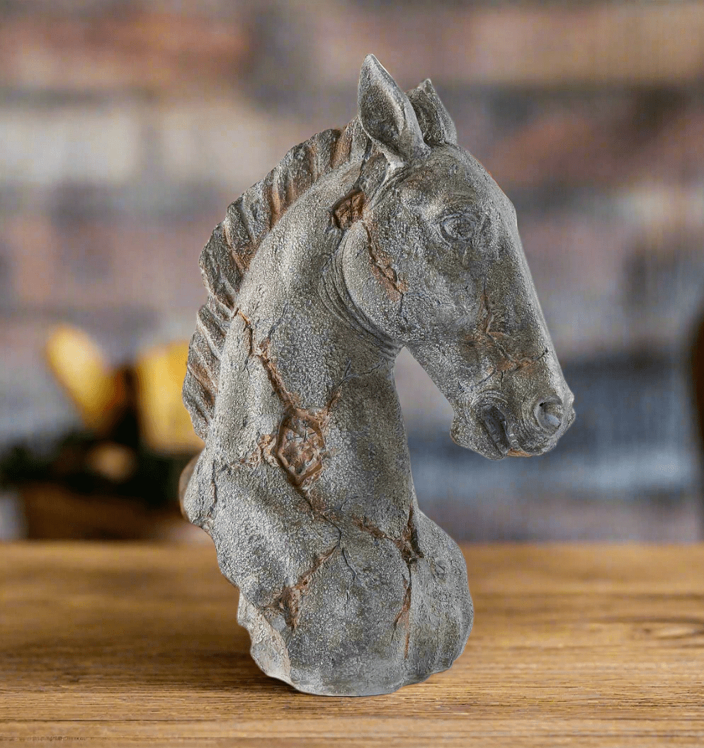 Horse Head Figurine for Rustic Farmhouse Decor, Resin Sculpture, Animal Lover Gift, Country Home Accent - Nifty Decor & More