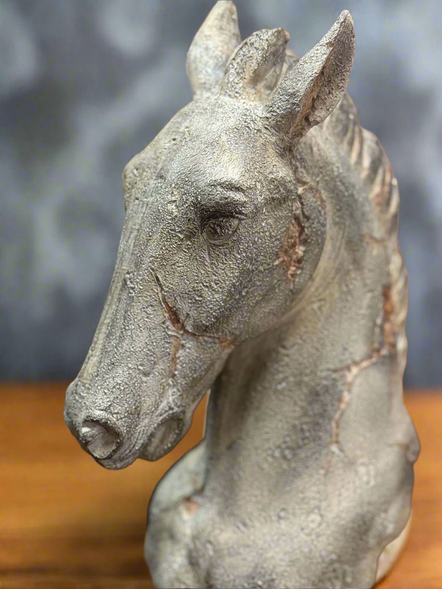 Horse Head Figurine for Rustic Farmhouse Decor, Resin Sculpture, Animal Lover Gift, Country Home Accent - Nifty Decor & More