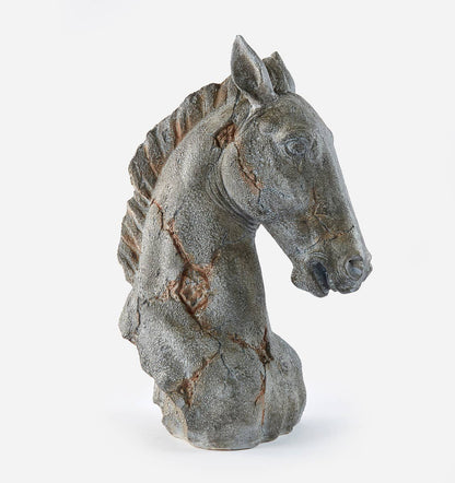 Horse Head Figurine for Rustic Farmhouse Decor, Resin Sculpture, Animal Lover Gift, Country Home Accent - Nifty Decor & More