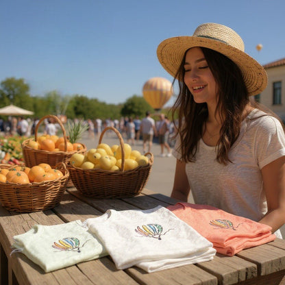 Hot Air Balloon Embroidered T-Shirt Embroidered T-Shirt