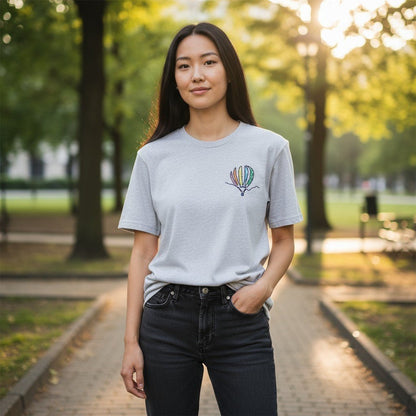 Hot Air Balloon Embroidered T-Shirt Embroidered T-Shirt Grey Heather S