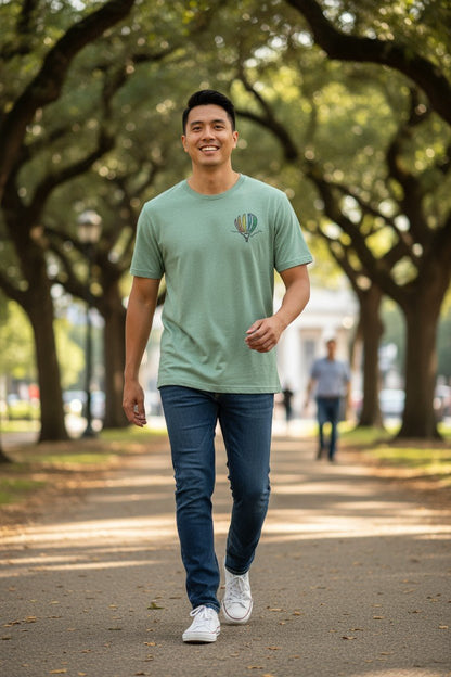 Hot Air Balloon Embroidered T-Shirt Embroidered T-Shirt Mint Heather S