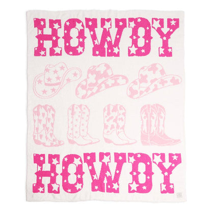 Howdy Cowboy Hat Boots Reversible Throw Blanket