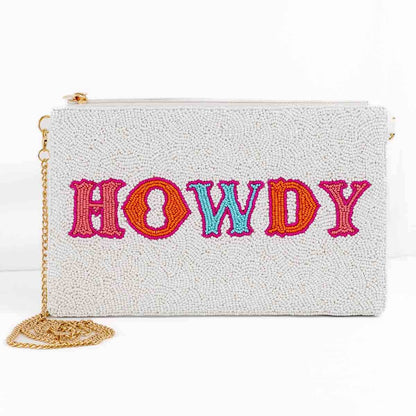 Howdy Friends Beaded Crossbody Bag, Colorful White Multi 10x6, Perfect Everyday Casual Purse, Cute Gift for Trendy Women - Nifty Decor & More