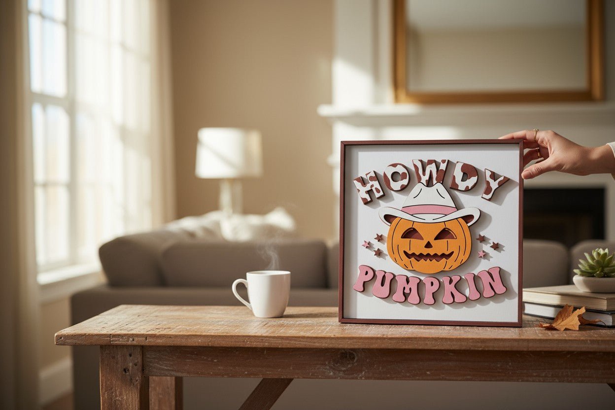 Howdy Pumpkin Sign Halloween Wall Hangings & Signs