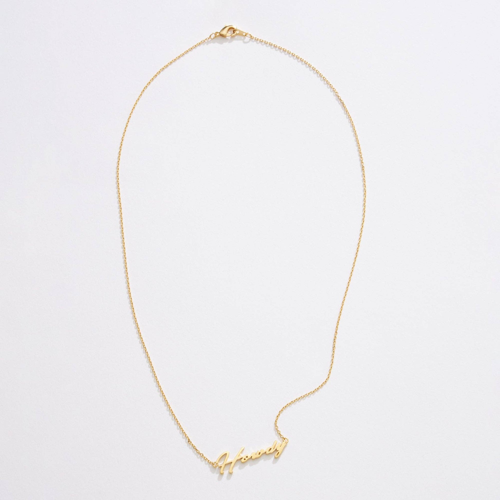 Howdy Script Necklace Gold Dipped - Nifty Decor & More