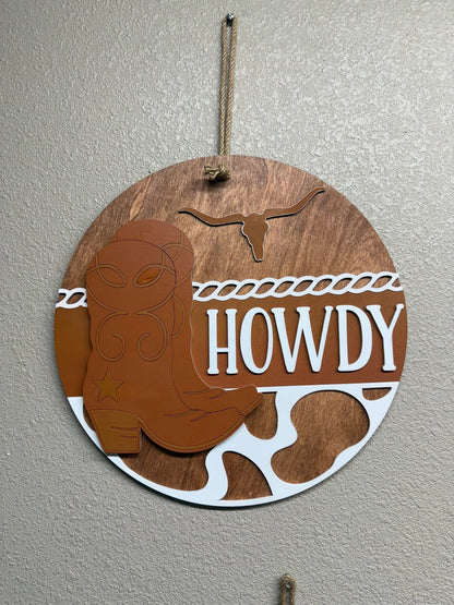 Howdy University Boots Door & Wall Decor - Stylish Western University Decor for School Spirit - Nifty Decor & More