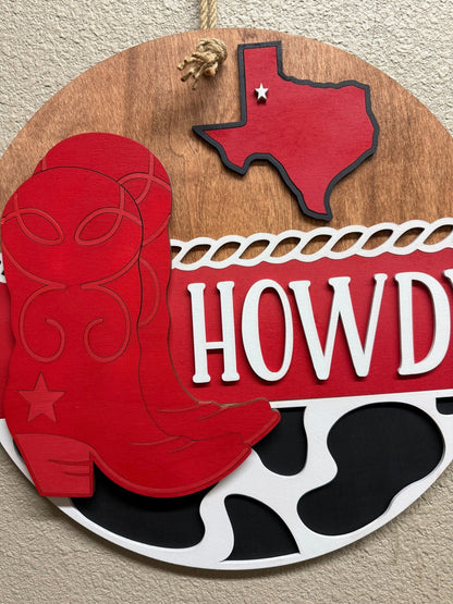 Howdy University Boots Door & Wall Decor - Stylish Western University Decor for School Spirit - Nifty Decor & More