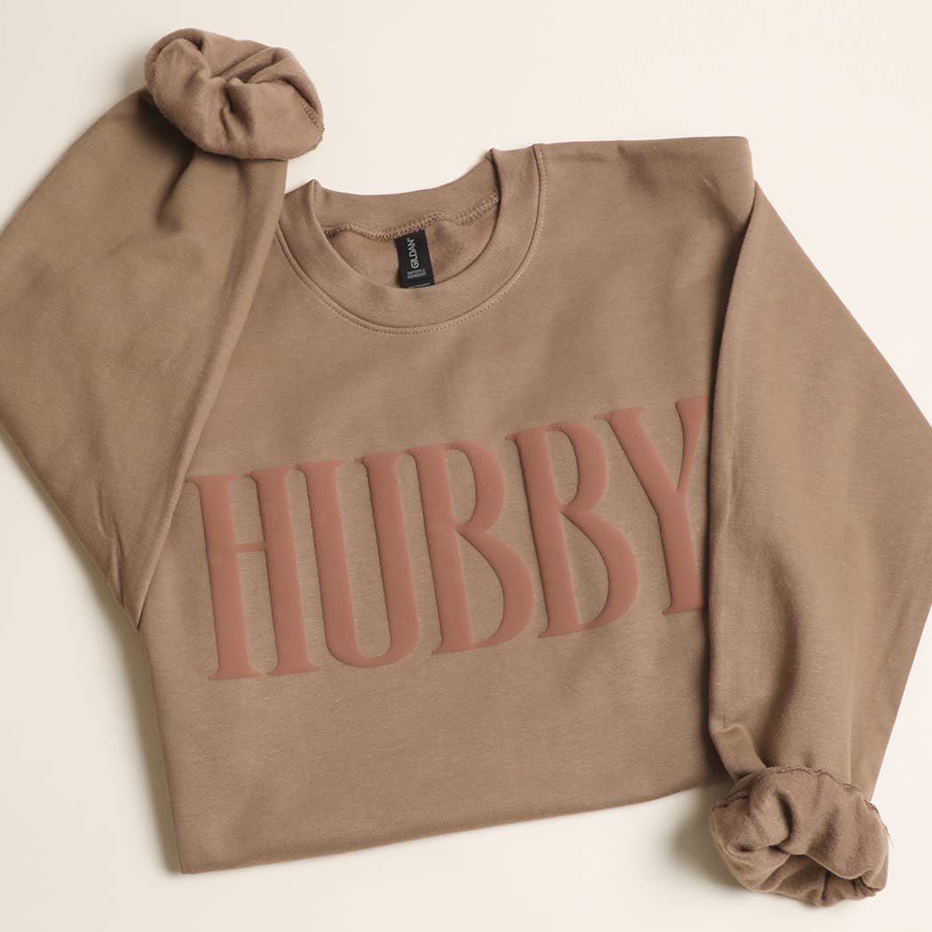 HUBBY Graphic PUFF Midweight Crewneck Sweatshirt XL BROWN SAVANA