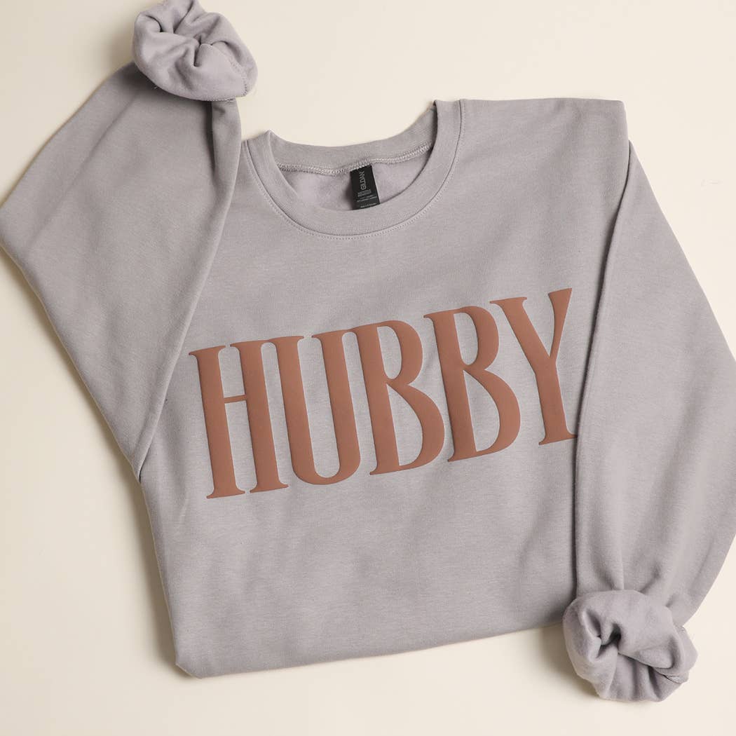 HUBBY Graphic PUFF Midweight Crewneck Sweatshirt M CEMENT
