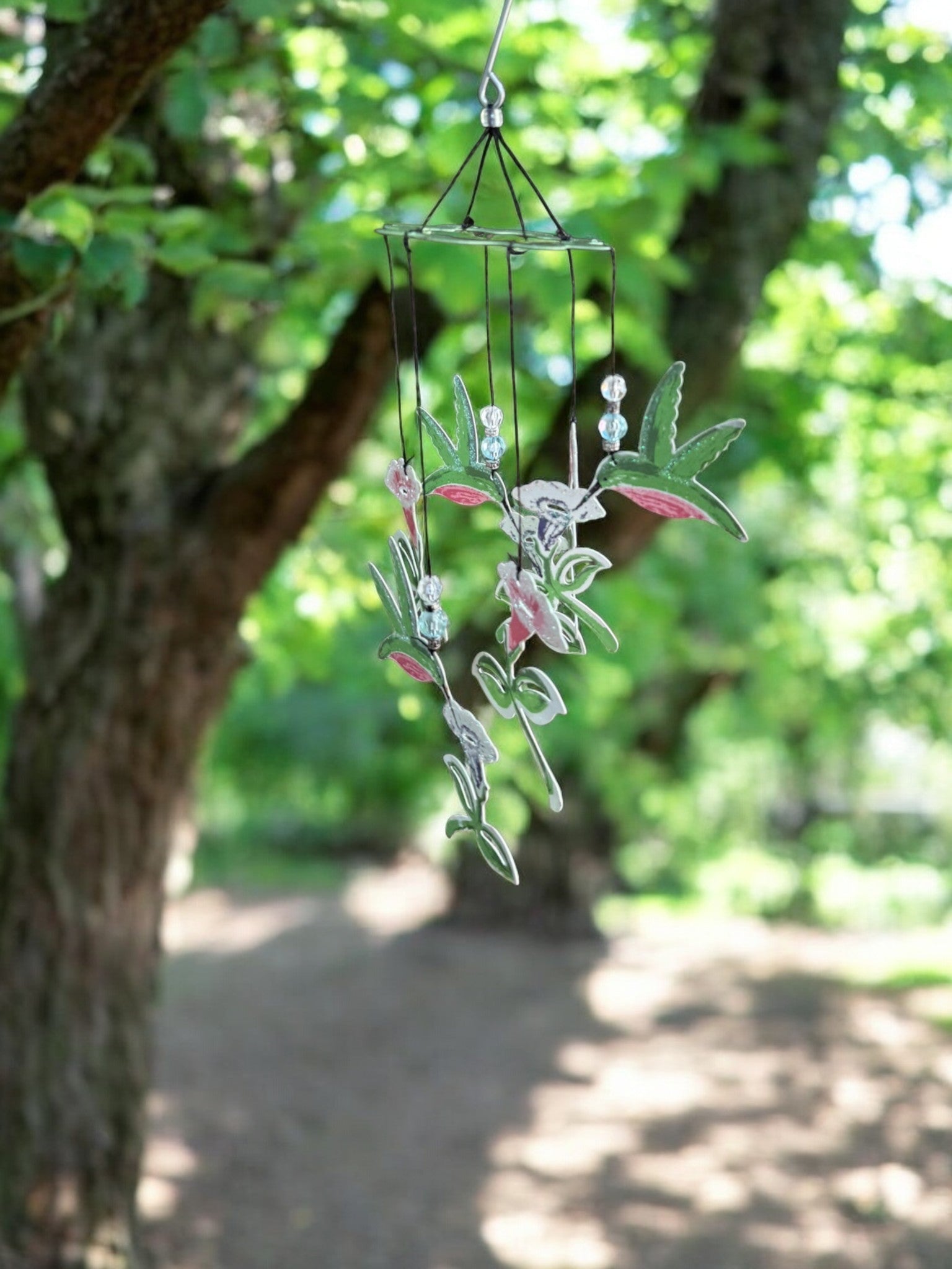 Hummingbird Metal Wind Chime, 12" Hand-Painted Delight, Outdoor Garden Decor, Perfect Gift for Nature Lovers Outdoor Decor