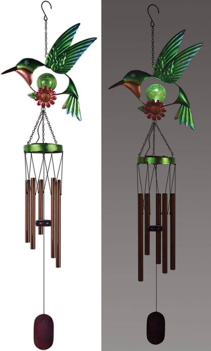 Hummingbird Solar Wind Chime, 38" Colorful Garden Decor, Adds Melodic Charm to Your Outdoor Space, Perfect Gift for Nature Lovers - Nifty Decor & More