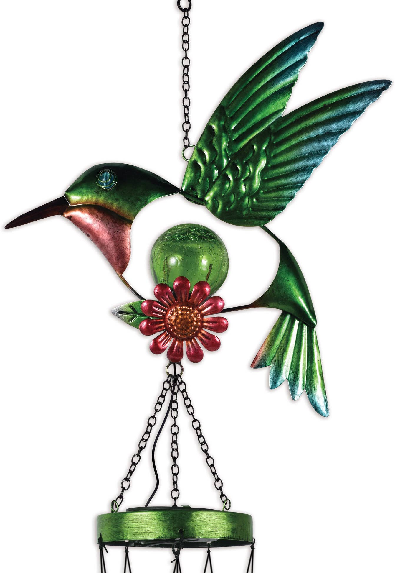 Hummingbird Solar Wind Chime, 38" Colorful Garden Decor, Adds Melodic Charm to Your Outdoor Space, Perfect Gift for Nature Lovers - Nifty Decor & More