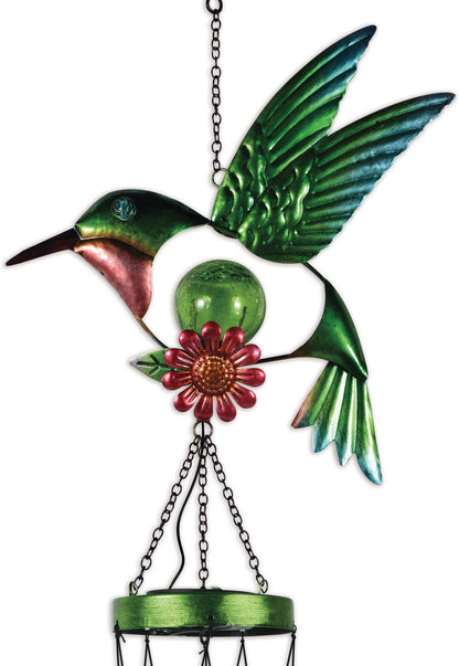 Hummingbird Solar Wind Chime, 38" Colorful Garden Decor, Adds Melodic Charm to Your Outdoor Space, Perfect Gift for Nature Lovers - Nifty Decor & More