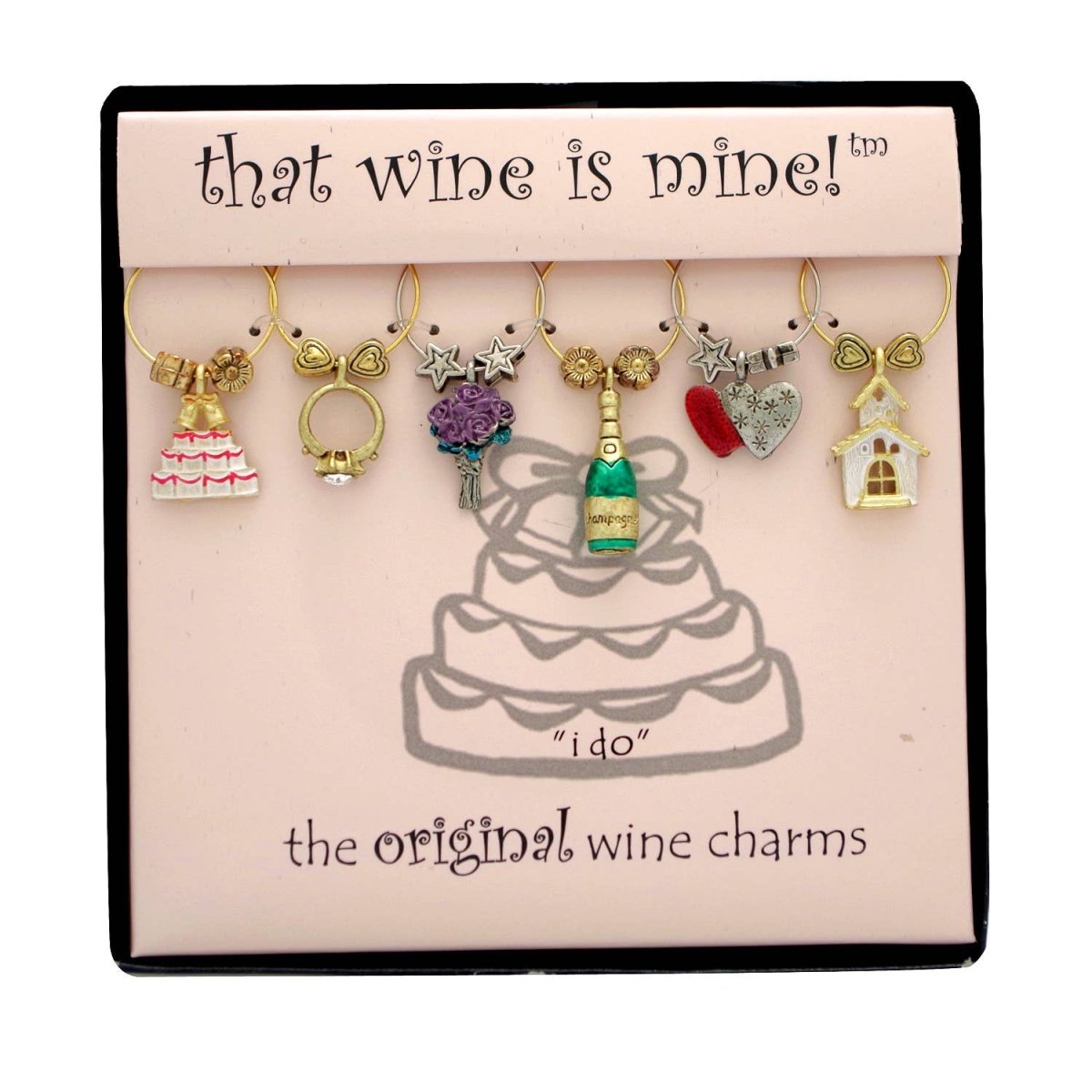 I Do Painted Wine Charms 6-Piece - Nifty Decor & More